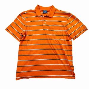 Puritan Striped Pocket Polo Shirt Orange White Navy‎ Men's M